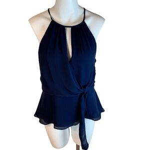 Parker Silk Blend Sleeveless Criss Cross Front Blouse